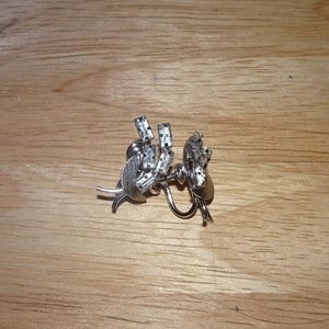 Star-Art Sterling Rhinestone Modernist Earrings